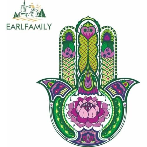EARLFAMILY 13cm x 10.2cm For Hamsa Hand Car Stickers Vinyl Material Decal Personality Occlusion Scratch Motorcycle For JDM SUV