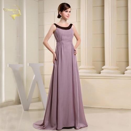 Purple Long Bridesmaid Dresses Chiffon Cheap Plus Size Scoop Neck A Line Real Photos Formal Dresses for Wedding Party For Woman