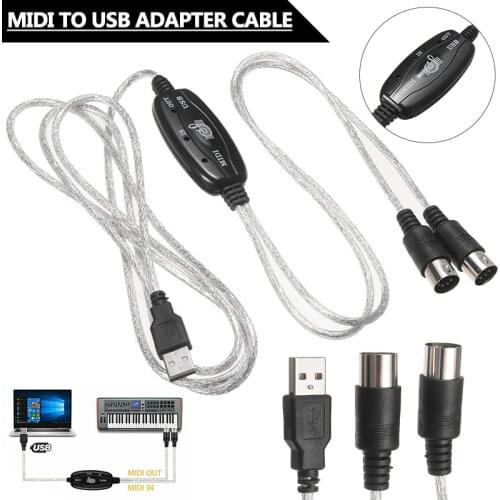 Mayitr 1pc Black MIDI to USB Adapter Cable Converter Music Keyboard Piano USB Connector Adapters for Windows PC/Laptop