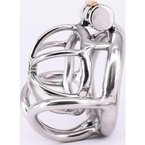 Small Stainless Steel Male Chastity Cage Locking Metal Penis Ring Testicle Bondage Gear Chastity Devices Penis Covers for Men