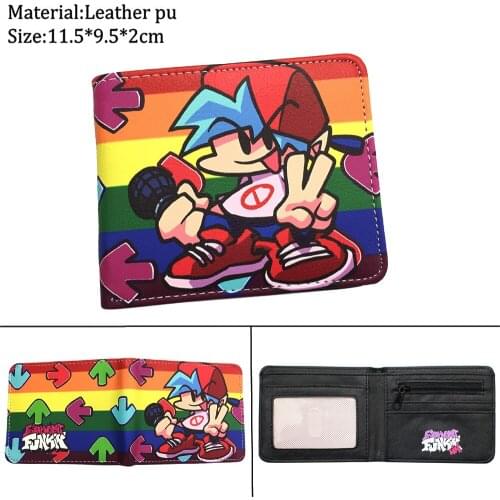 Game Friday Night Funkin PU Wallet Cartoon Bifold Student Photo Card Holder Layers Coin Pocket Leather Unisex Short Purses Gift