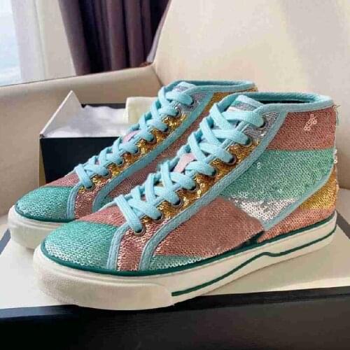 Bling Woman Shoes Platform Lace Up Casual Sneakers Women Designer High Shoes for Men and Women sneakers Round Toe Shoes Women