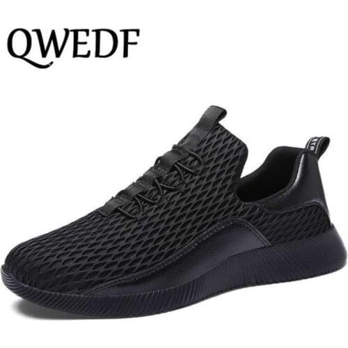 QWEDF 2019 Lightweight Sneakers Mens Shoes Trainers Black Breathable Soft Comfortable Sneakers Spring Summer Schuhe Herren X6-13