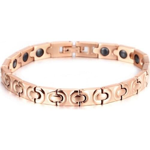 New Energy Magnetic Health Bracelet Women Stainless Steel Gold Rose Gold Color Magnet Link Chain Bracelet Fashion Jewelry