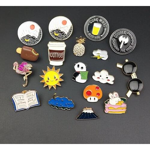Enamel Pins For Jeans Students Bags Metal Brooches Lapel Pin Button Planet Moon Cafe Badges Fashion Jewelry Accessories Gift