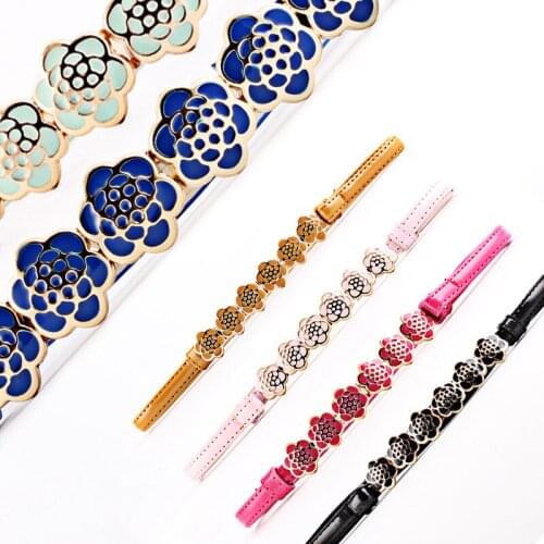 Sweet cute Flowers womens belts brand skirt belt dresses for girls riem LIC 2021 high quality female casual leather belt SE71
