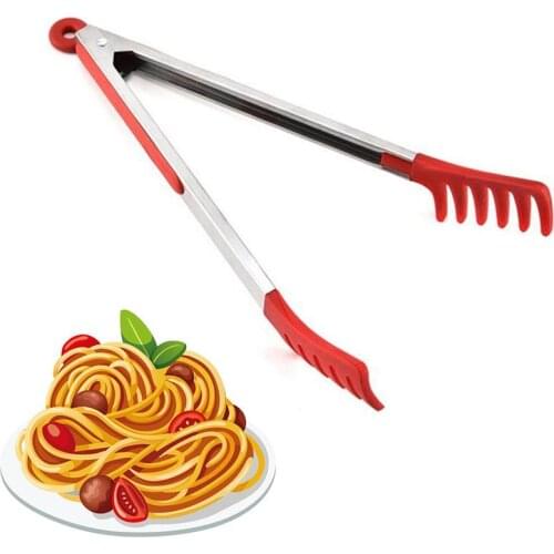 Multifunctional Creative Silicone Food Clip Noodle Tongs Stainless Steel Handle Cooking Utensils Home Kitchen Accessories Tools
