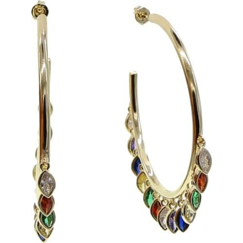 Fashion Statement Earrings 2020 Big 50mm Round Earrings For Women Hanging drop cz Earrings Drop Earing Modern Female Jewelry