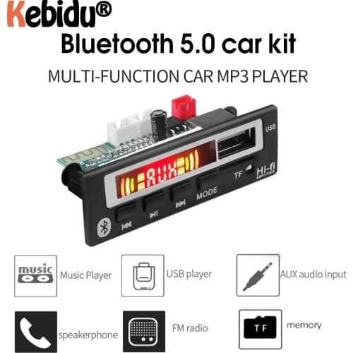 MP3 Module Bluetooth5.0 MP3 WMA WAV Decoder Board 5V 12V Wireless Audio Module Color Screen USB TF FM Radio For Car Accessories