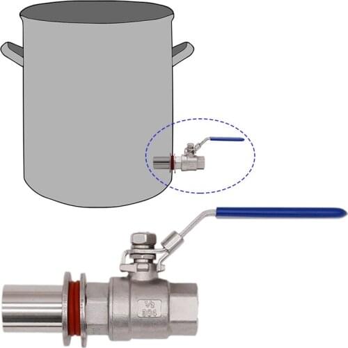 Homebrew Beer Brew Kettle Weldless Ball Valve Kit 304 Stainless Steel 1/2"NPT Full Port Brewer Hardware