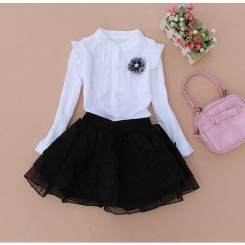 New Baby Girl Blouses Shirts White With Flower Girls School Blouses Girls Blouse 6BBL100