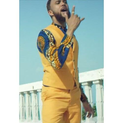 2017 Latest Coat Pant Designs Yellow Men Prom Suit Slim Fit 2 Piece Tuxedo Custom Groom Suits Fashion Blazer Masculino Vest+Pant