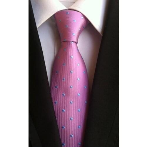 New Design Men Fashion Spots Ties Pink with Blue Dots Necktie