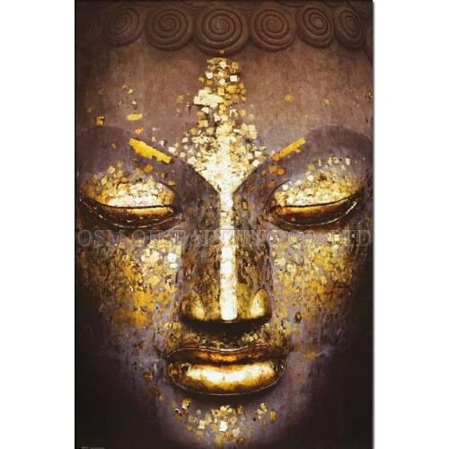 Professional Artist Handmade High Quality Abstract Gold Colors Buddha Oil Painting Hand-painted Golden Buddha Oil Painting