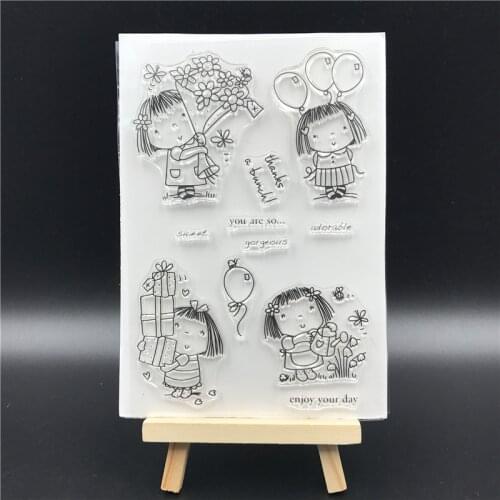Girl Transparent Clear Silicone Stamps for DIY Scrapbooking/Card Making/Kids Christmas Fun Decoration Supplies A669