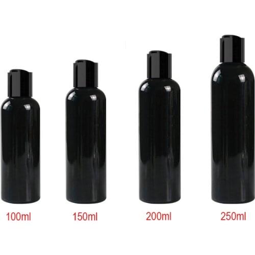 100pcs/lot 100ml black Empty PET Travel Lotion Bottle black Disc Top Cap Press Family Oil DIY SPA Bottles Container