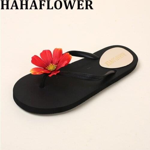 HAHAFLOWER 2017 Women Summer Flip Flops Beach Sandals Slippers Fashion Bohemia Shoes Flowers flat Slippers