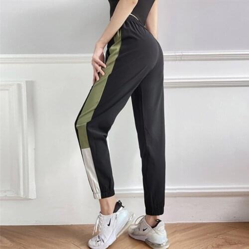 New Women Loose Sports Running Pants Breathable Workout Gym Sweatpants Outdoor Fitness Training Jogging Trousers Spliced Colors