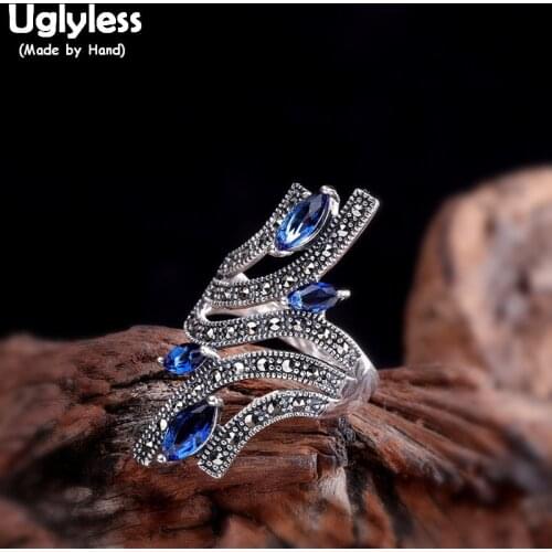 Uglyless Personalized Wide Open Rings for Women Thai Silver Streamlined Crystal Rings Real 925 Silver 925 Silver Fine Jewel R882