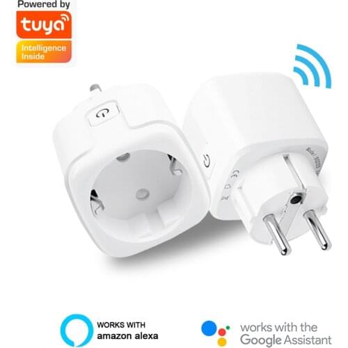Tuya 20A EU Wifi Smart Plug Smart Socket With Power Monitor Smart Home Wifi Wireless Socket Outlet Works With Alexa Google Home