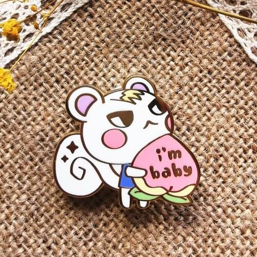 Funny Villagers NPC Marshal I'm Baby Hard Enamel Pin Cute Cartoons Animals Squirrel Brooch Jewelry Animal Crossings Fans Gift