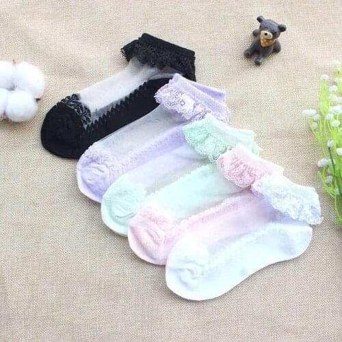 1 Pair Baby Socks Summer Children Lace Socks Lace Stockings Girls Crystal Socks Ultra-thin Breathable Newborn Toddler Accessory