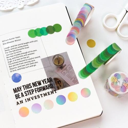 100 pcs /Roll Colorful Gradient Color Circle Round DIY Decorative Masking Tape Stickers