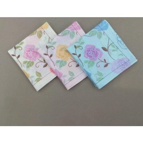 12PCS 43 * 43CM 60s Japanese and Korean handkerchief cotton printed ladies handkerchief flower square