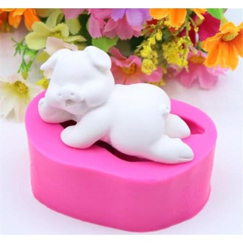 3D Silicone Mold Pastry Biscuits Mould Cute Pig Shape Handmade Fondant Soap Mold Cookies Candy Molds Baking Tools
