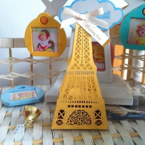 Free Shipping 50X Gold Hollow Eiffel Tower Candy Box Wedding Favor Boxes Gift Box Candy Box