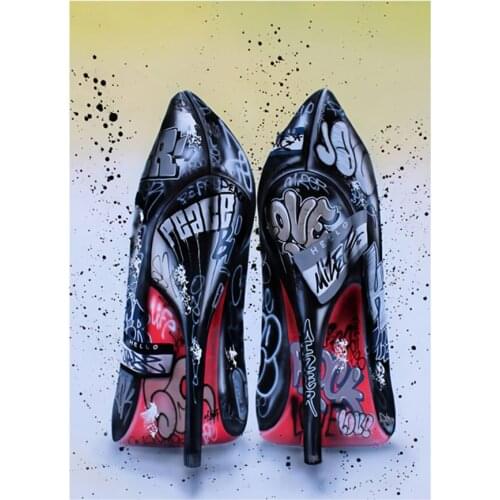 5D DIY Diamond Painting Women Black High Heels Shoes Graffiti Art Rhinestone Pictures Embroidery Sale Diamond Mosaic Home Decor