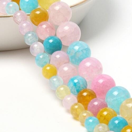 6/8/10mm Natural Stone Beads Colorful Morganite Dragon Veins Agates Round Loose Beads For Jewelry Making Diy Bracelet 15