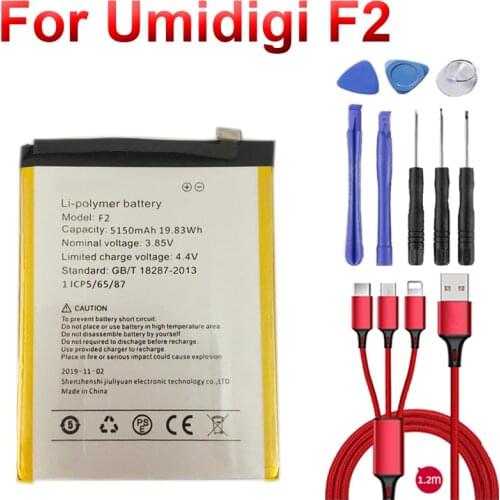 5150mAh for UMI Umidigi F2 Battery +USB cable+toolki