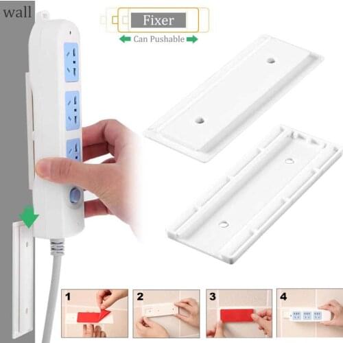 Seamless Punch-free Plug Sticker Holder Wall Fixer Power Strip Holders Storage for Sockets Wall Holders Shelf Stand Holder