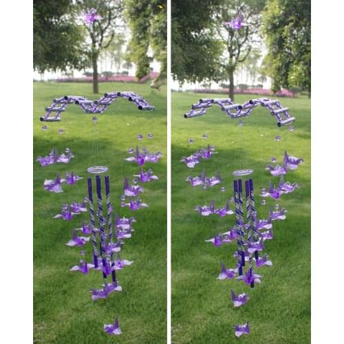 Large Size Heart Shaped Acrylic Creative 24 Papercranes Multi Metal Tubes Wind Chime Bells Indoor Outdoor Hangings Holiday Gifts