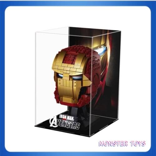 Acrylic Display Case for Lego 76165 Building BlocksTransparent Model Display Stand with Background Iron Man Helmit Not Inclued