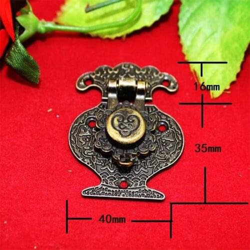 Wooden Jewellery Box Vase Buckle Metal Box Hasp Latch Lock Decorative Hasp Antique Bronze Pattern Carved,40mmx51mm
