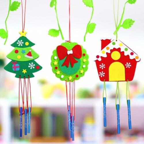 Childrens DIY Handmade Wind Chimes Non-woven Holiday Decoration Kindergarten Craft Hanging Ornament Toys