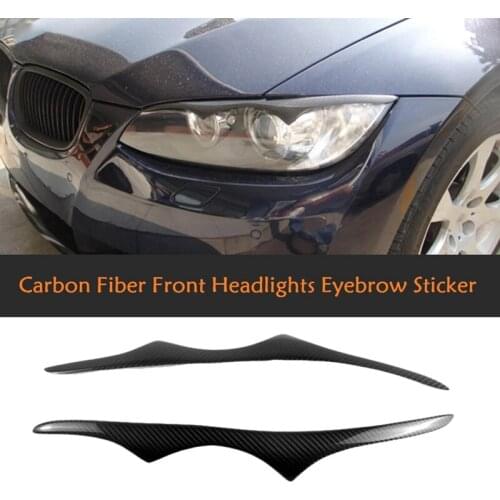 For BMW 3 Series E92 M3 Coupe 2008-2013 Carbon Fiber Car Sticker Front Headlights Eyebrow Eyelid Trim Cover Accessories