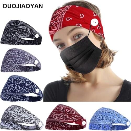 DUOJIAOYAN Cheap and fashionable autumn ladies cashew flower button hairband personality sports yoga out wide hairband