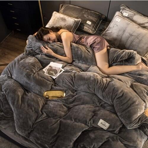 1.5/1.8/2.0m Home Quilt Cover 4pc Flannel Bed Sheet Winter Warm Autumn Hotel Bedclothes Bedding With Pillow Case Set