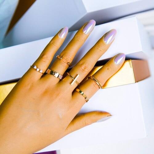 Multi-layer Joint Ring Set for Women Simple Retro Alloy Ring Combination Adjustable Index Finger Ring Trendy Jewelry Girl Gift