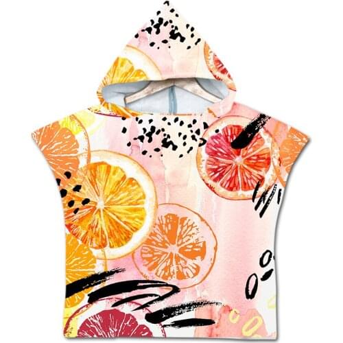 Summer Printed Microfiber Hooded Cloak Beach Poncho Towel Baby Quick-dry Swimming Surf Bath Towel With Hood Beachwear 60*80CM