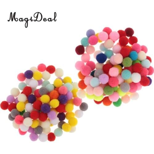 MagiDeal 200pcs Colorful Fluffy Pom Poms Pompoms Ball DIY Craft Wedding Xmas Decor 10mm+15mm