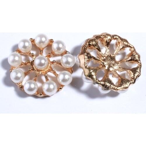 10PCS 22MM Fashion Pearls Button For Clothing Decoration Metal Alloy Buttons For Wedding Invitation