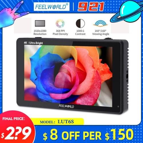 FEELWORLD LUT6 Monitor Inch 2600nits HDR 3D LUT Touch Screen on Camera Field DSLR Display Waveform VectorScope for Youtube Live