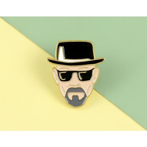Gentleman killer with sunglasses Pins Enamel Metal Pins Fashion movie Brooches Badges Lapel Clothes Bag Pins Women Jewelry Gifts