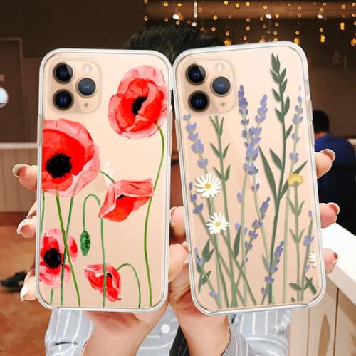 Jaomax Soft Silicone Art Paintings Flowers Leaves Phone Case For iPhone 11 12 7 8 6s Plus Xs Max SE2020 Xr Lovely Cover Fundas