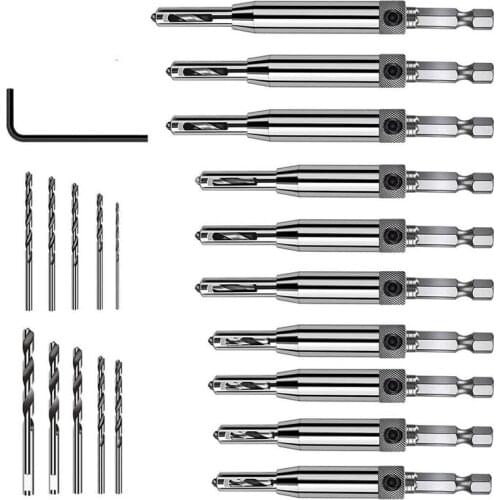21-Piece Hinge Punch Drill Set, Self-Centering Hinge Punch 5/64 inch 9/64 inch 11/64 inch13/64 inch 5mm 1/4 inch