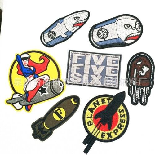 50pcs/Lot Embroidery Patches Letters Clothing Decoration Accessories Trapeze Spaceship Diy Iron Heat Transfer Applique